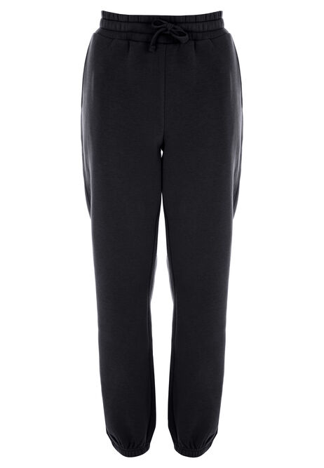 Womens Black Drawstring Cuffed Joggers