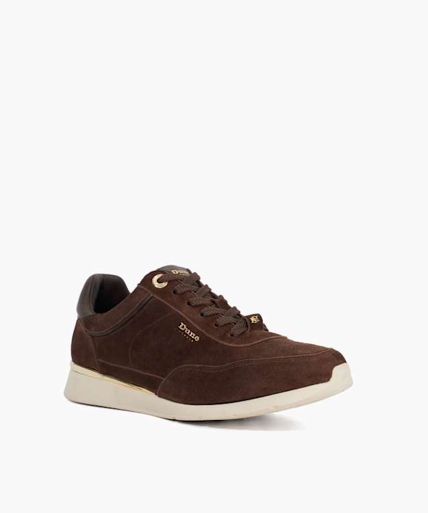 Entitle Brown - Brown Leather Lace Up Runner Trainers