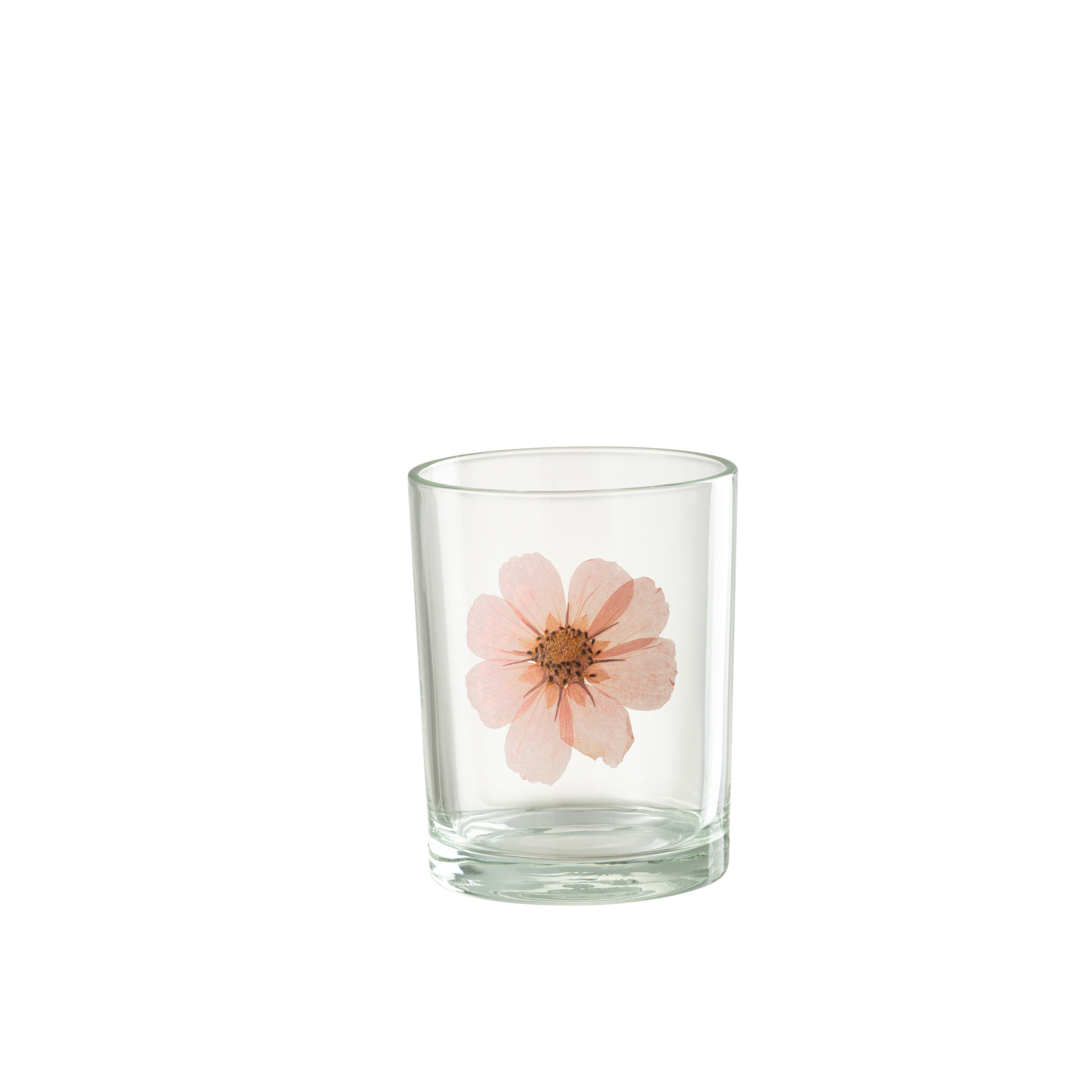 J-Line windlicht Bloem - glas - roze mix
