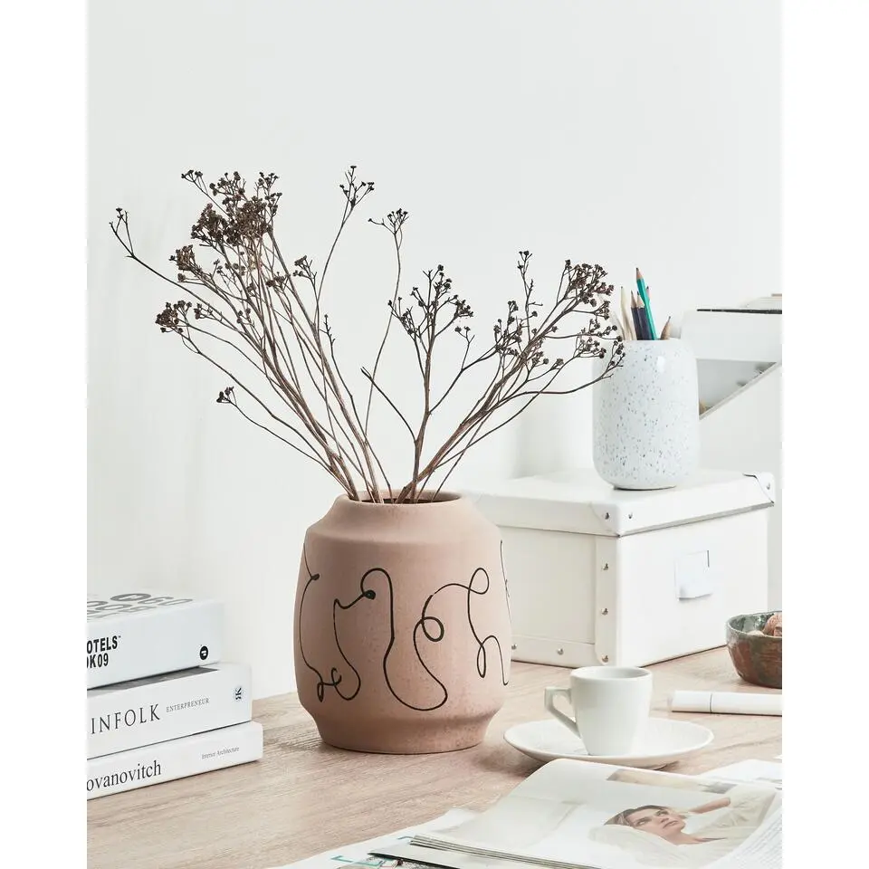 SKATE - Bloemenvaas - Zandbeige - 20 cm - Steengoed