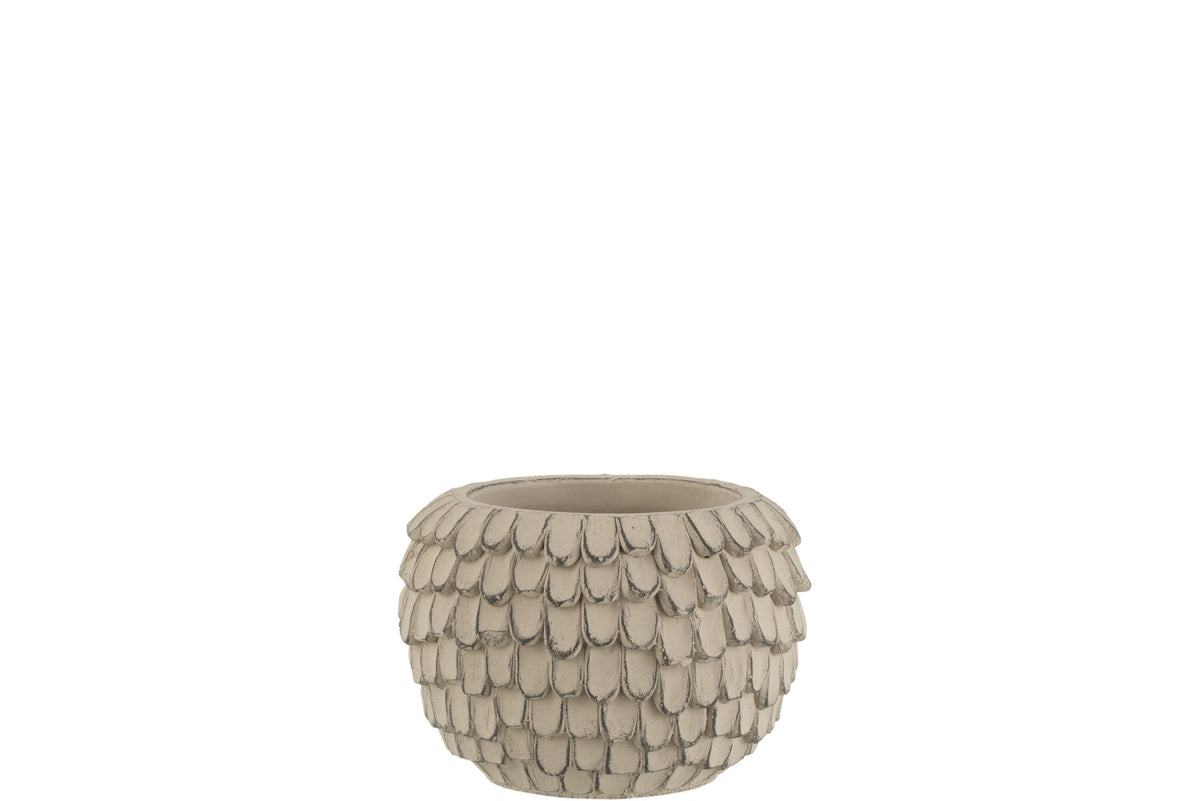 J-Line bloempot Blad - cement - licht grijs - extra small - 2 stuks - Ø 14 cm