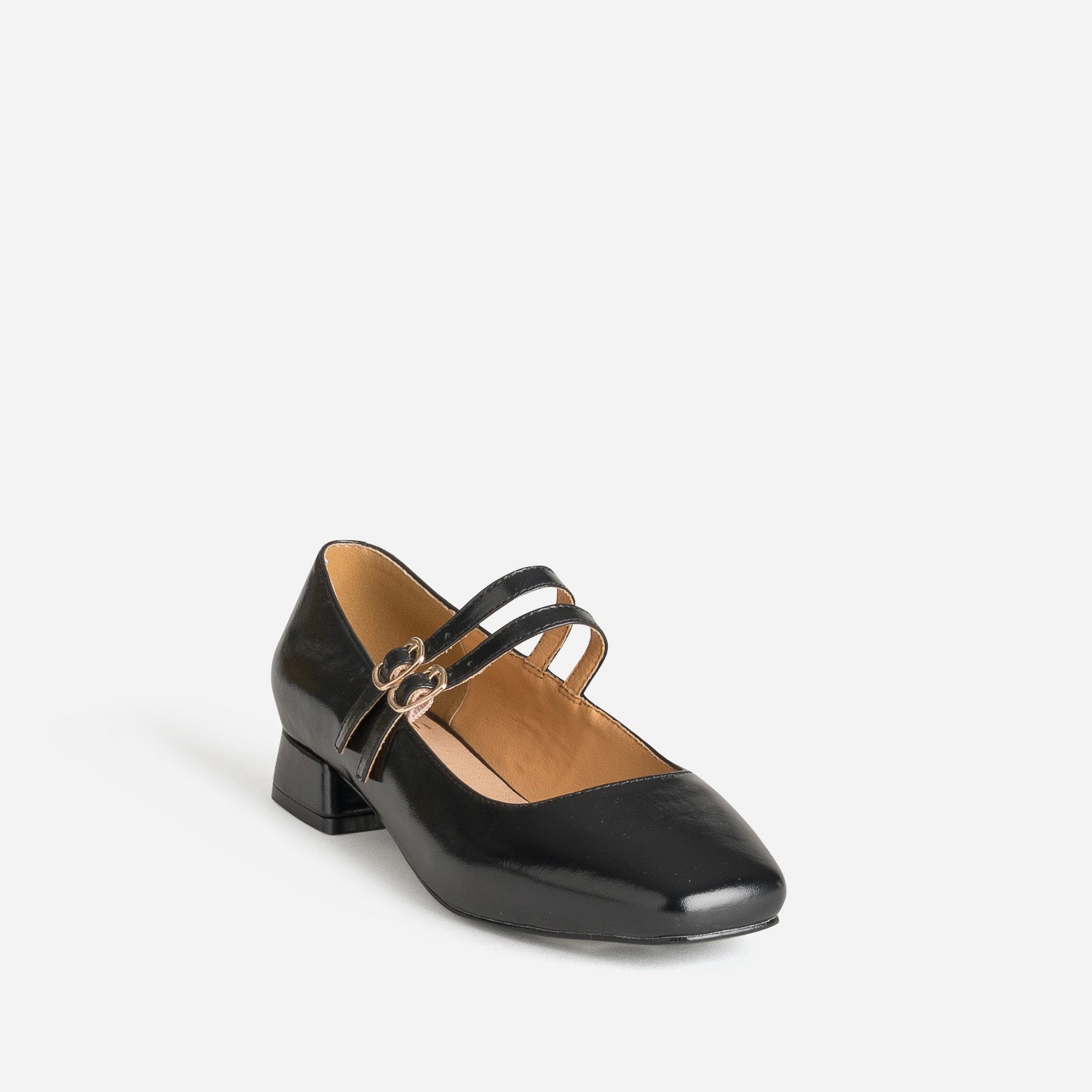Babies noire cuir deux brides
