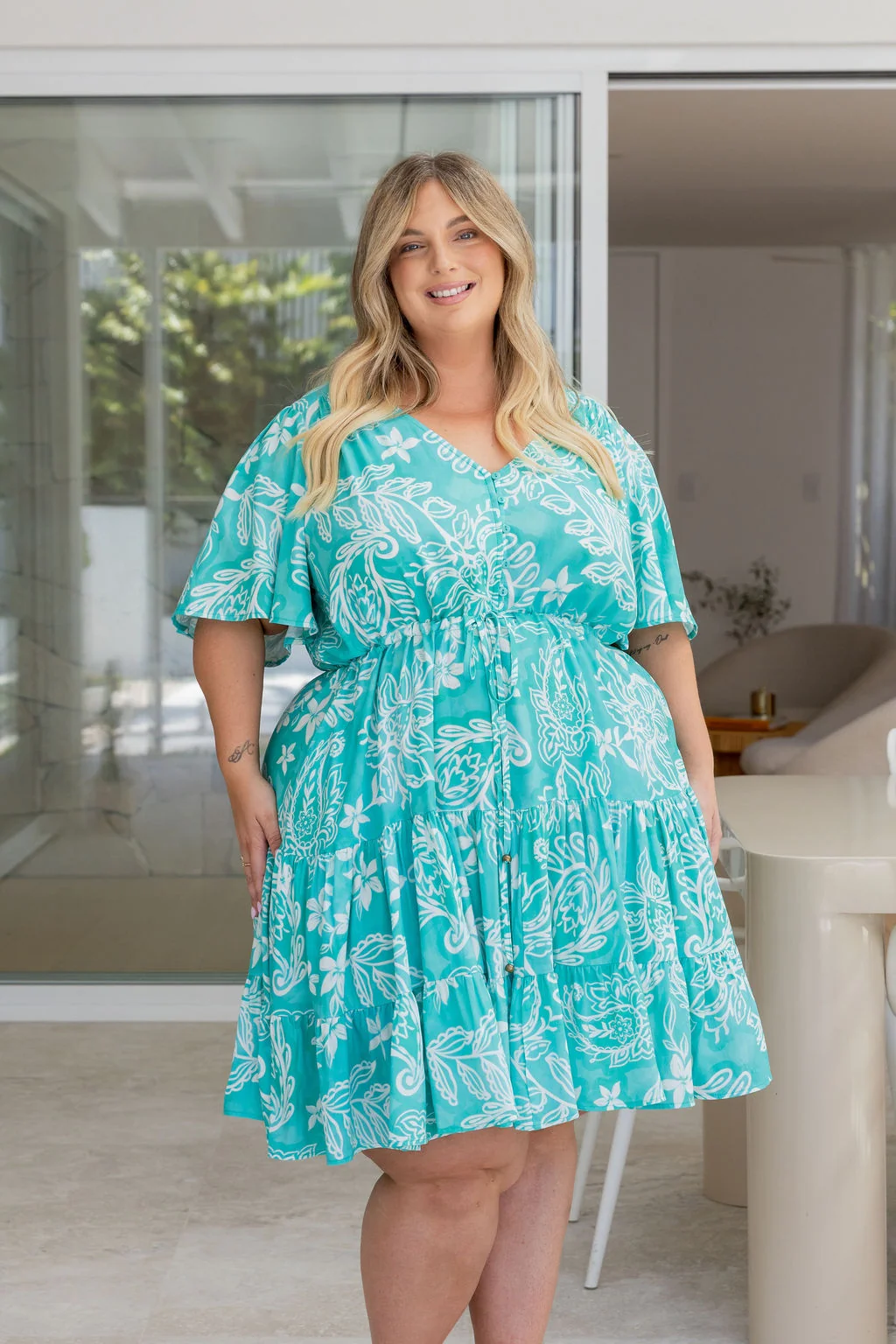 Charlie Dress in Turquoise Paisley