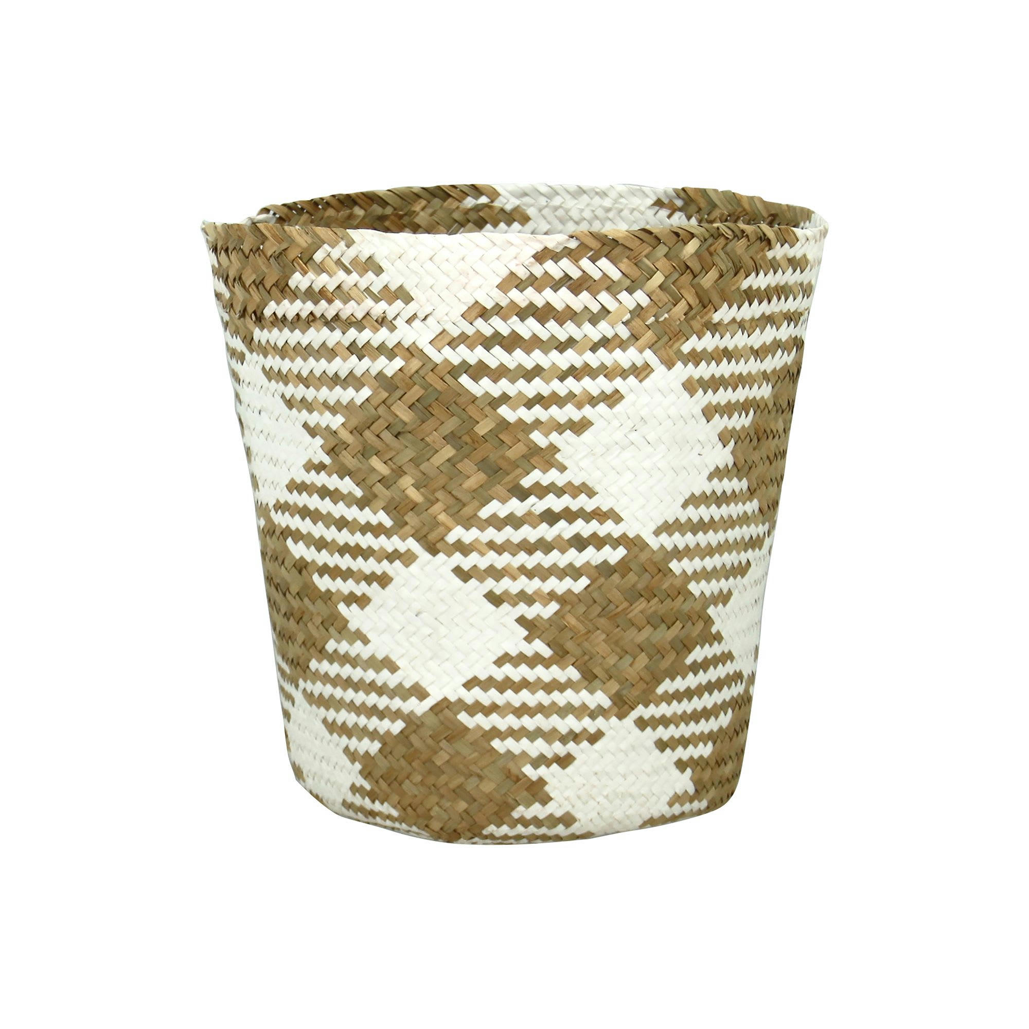 CANTHO - Corbeille à papier en jonc de mer à carreaux