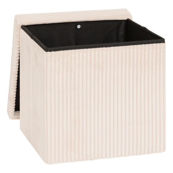 Pufa Arum tapicerowana kremowa 38x38 cm schowek prążki