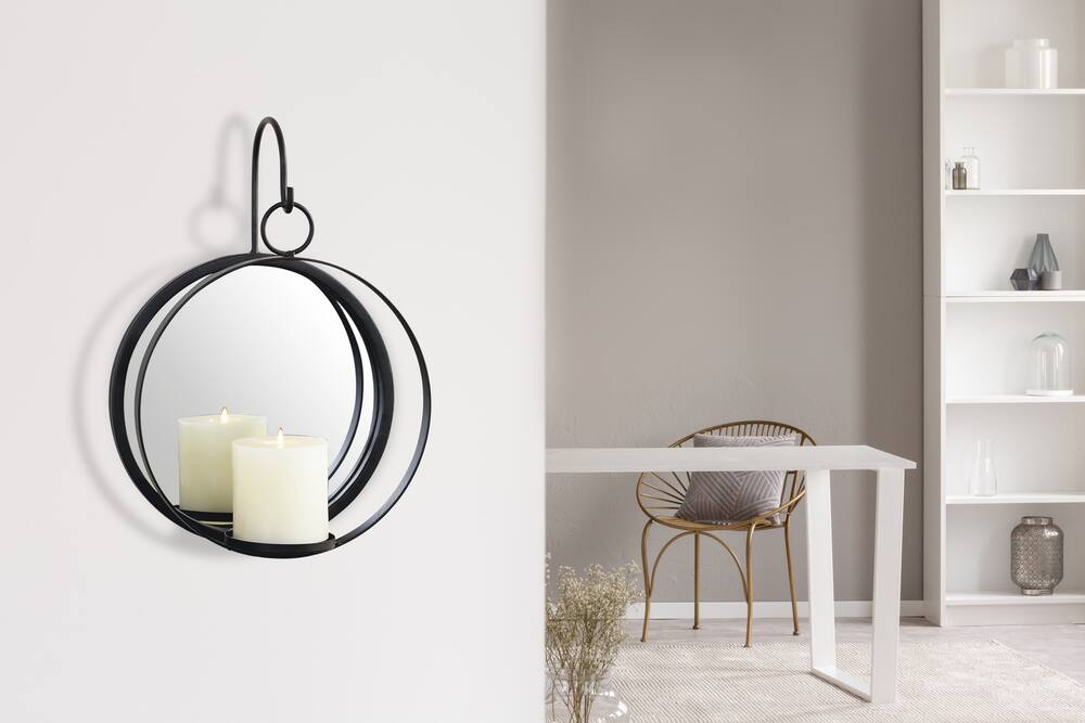 Northwood Collections Orbit Sconce Candle Holders, Black, 14-in