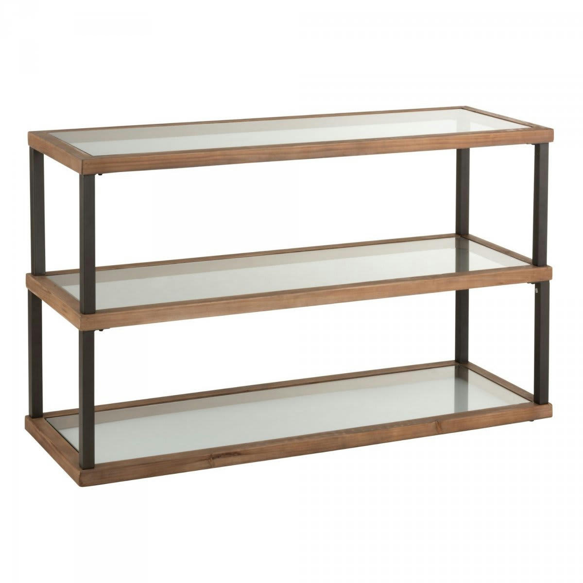 JULIA - Console 3 niveaux en verre et bois