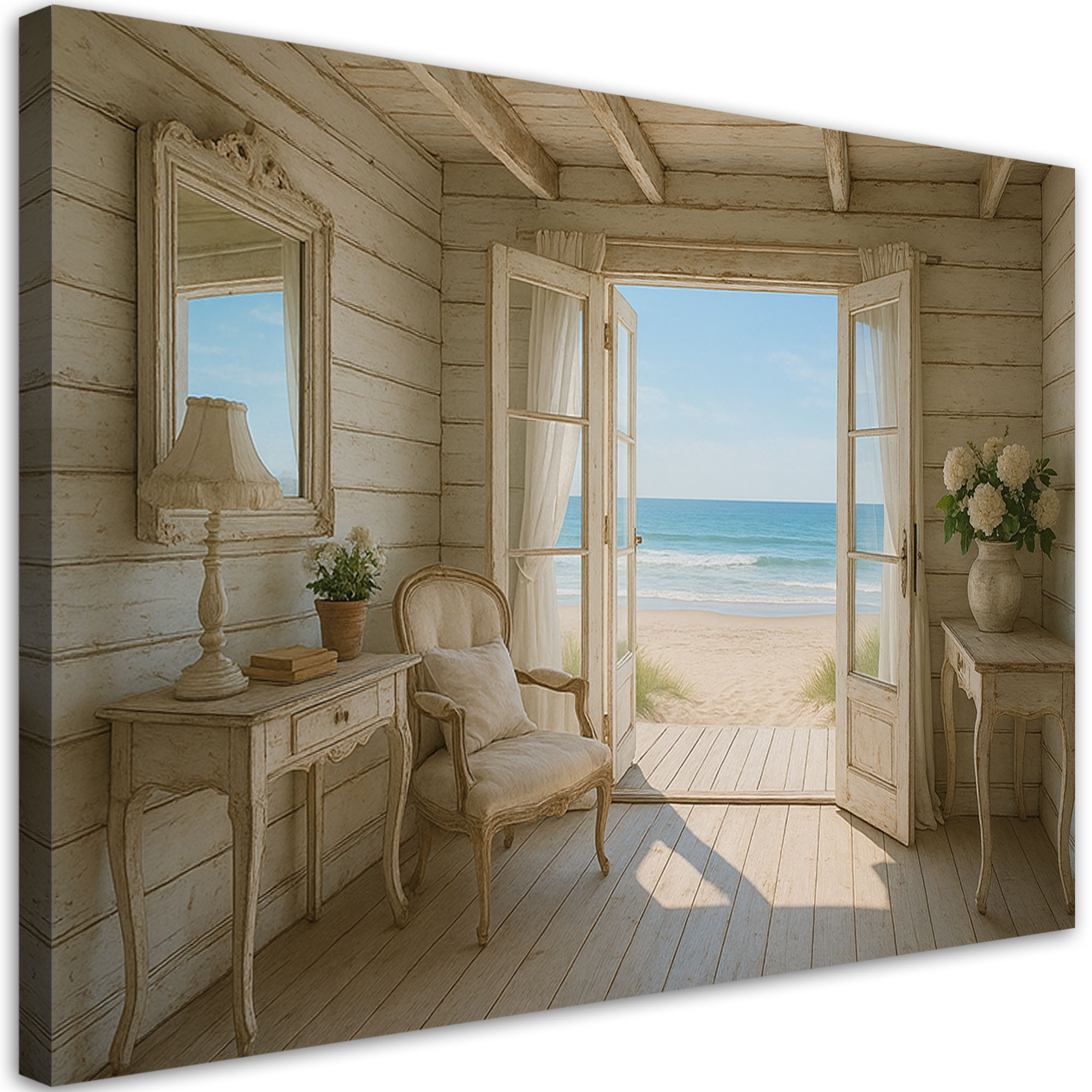 Obraz do salonu sypialni jadalni, Widok na plażę Shabby Chic 30x20