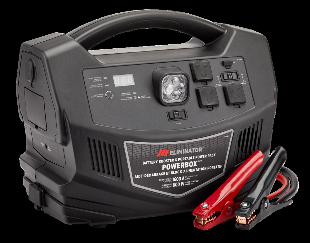 MotoMaster Eliminator PowerBox® Portable Power Pack & Battery Booster/Jump Starter, 1600 Peak Amps, 600W