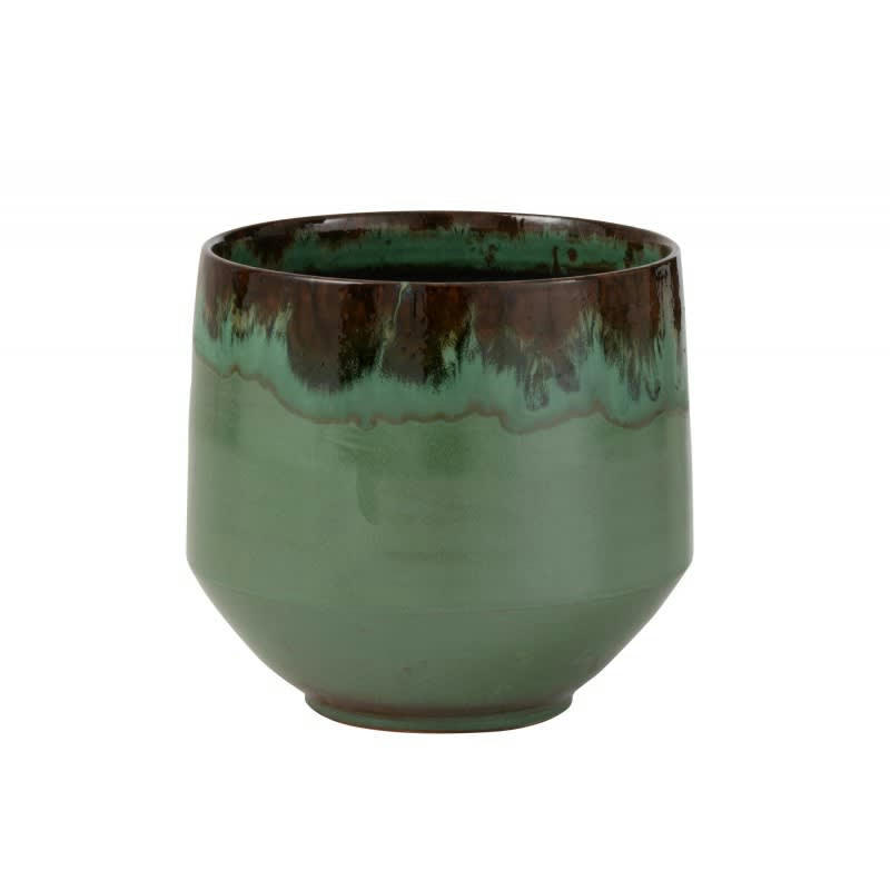 - Cache-pot en céramique verte 27x27x27cm