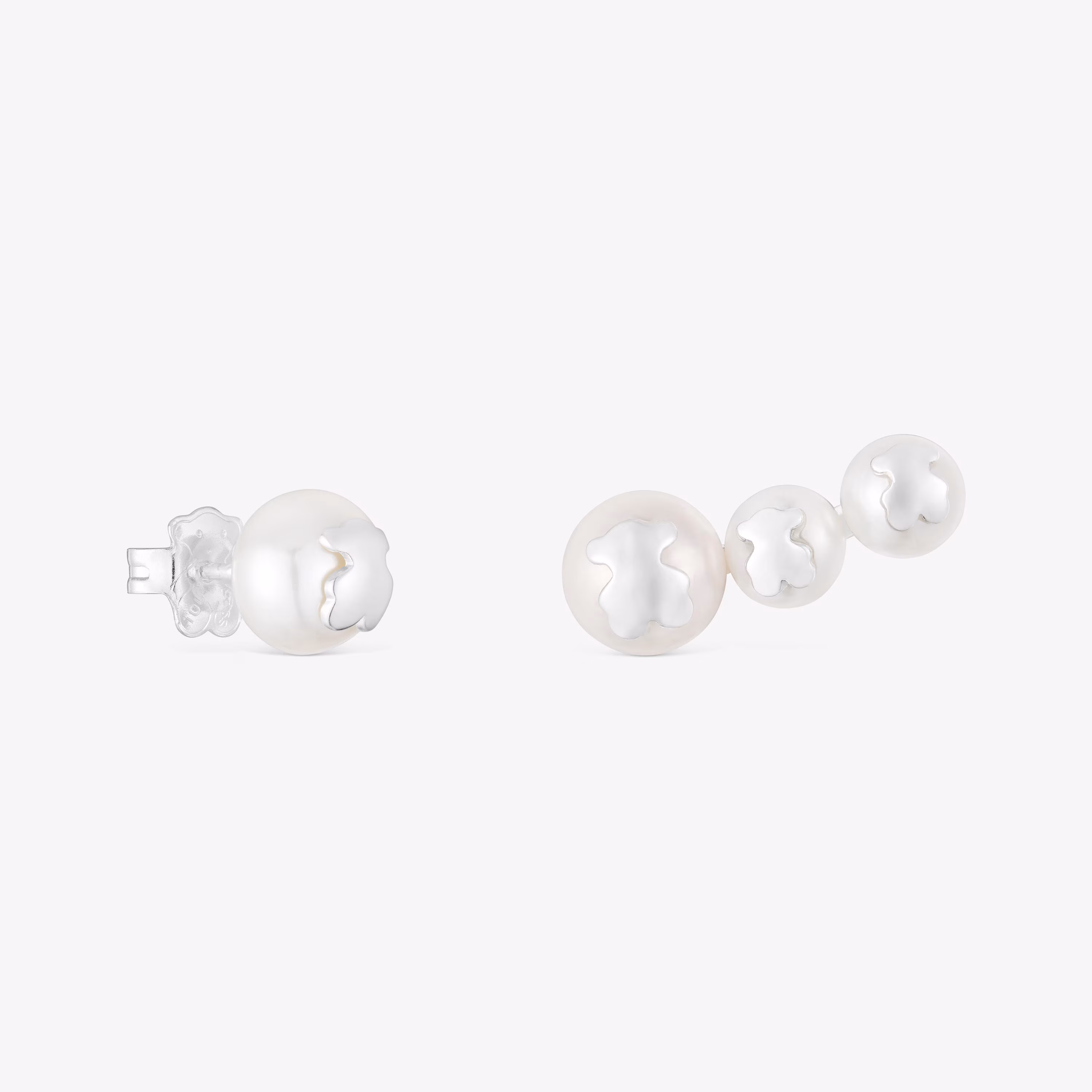 Pendientes triple perla y plata Icon Pearl