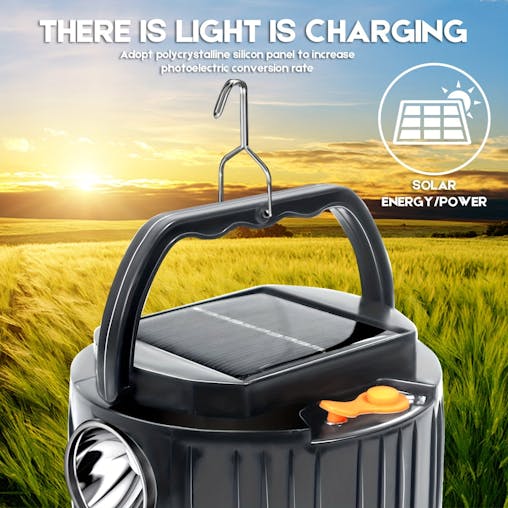 NNETM Solar Rechargeable Camping Light Outdoor LED Lamp