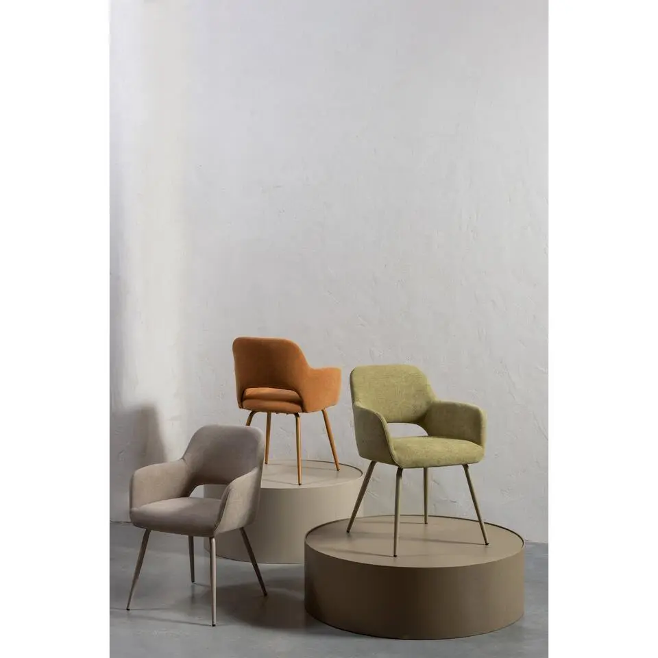 WOOOD Jenny Eetkamerstoelen - Polyester - Sage - Set van 2