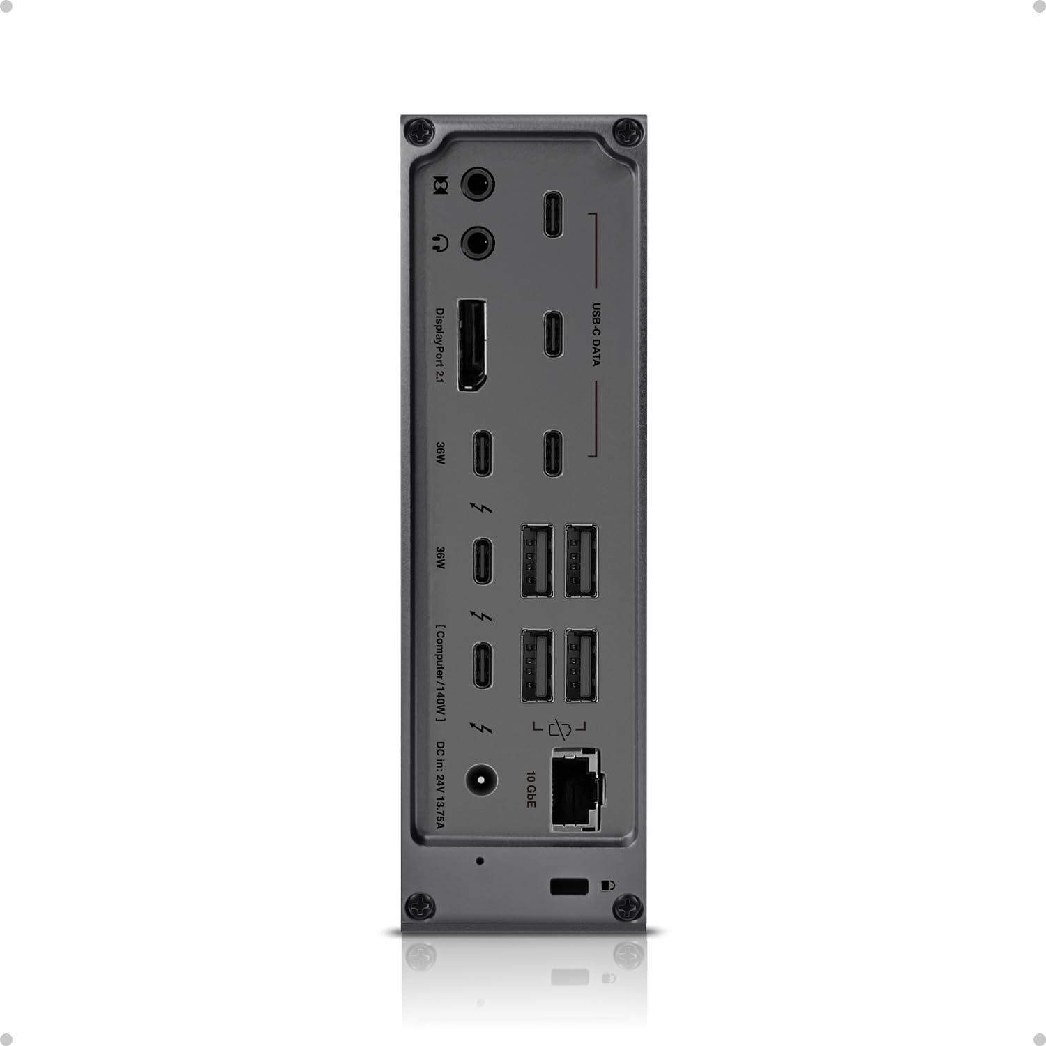 CalDigit TS5 Plus - Thunderbolt 5 Dock - 20 Port 10GbE  140W Dedicated Host Charging  Thunderbolt 5 x3  USB 10Gb/s x10  Dual USB Controllers  Up to Dual 8K 60Hz Displays  1.0m Braided Cable  330W PSU