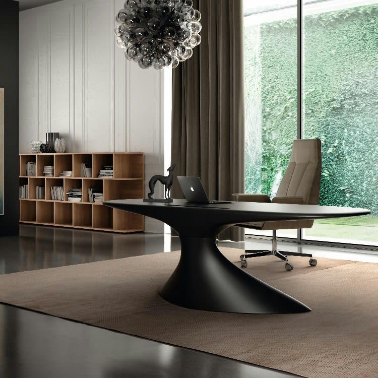 ZERO - Bureau direction en résine renforcée noir laqué