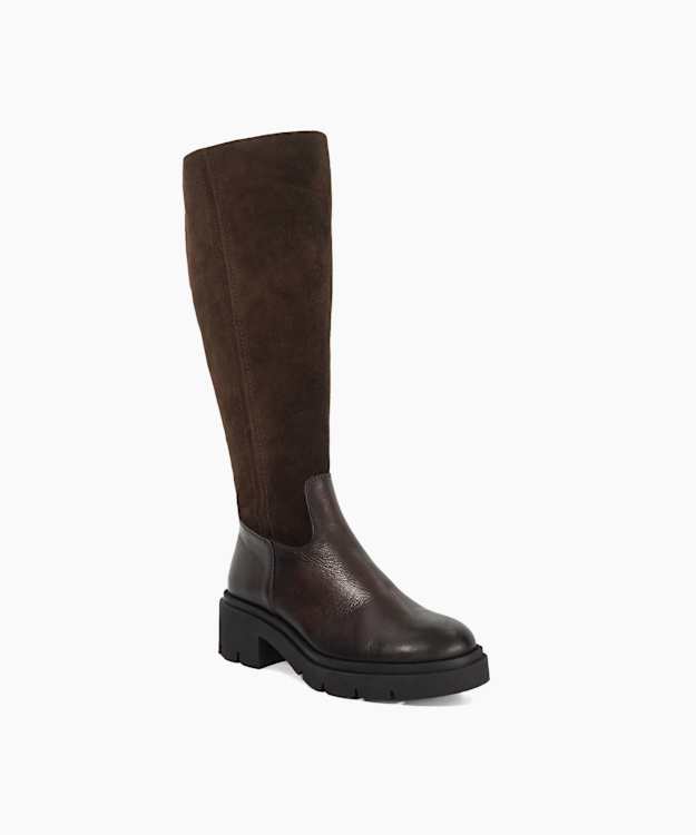 Tallon Brown - Brown Suede Knee High Chunky Boots