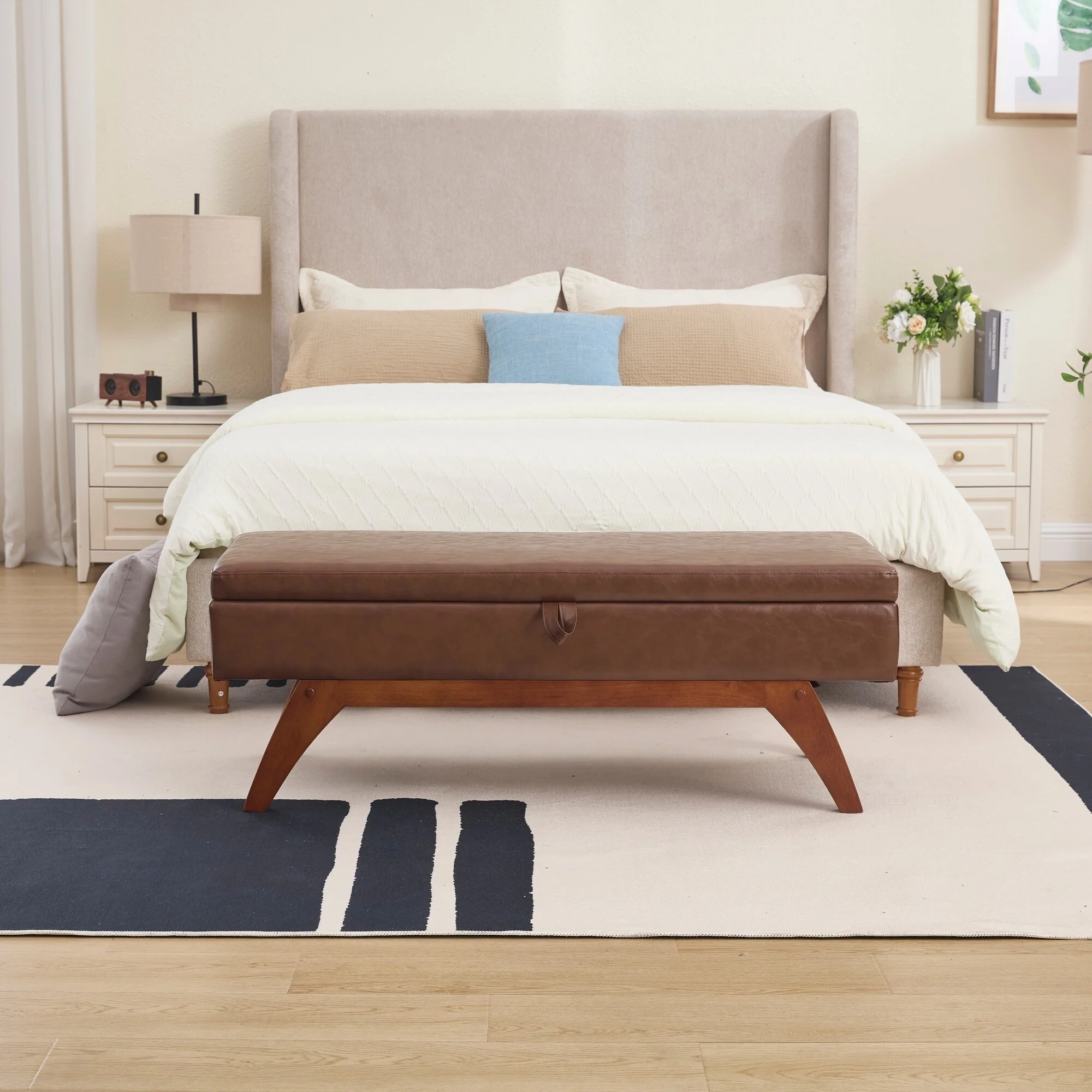 Modern Classic Vintage Bench with Storage Space