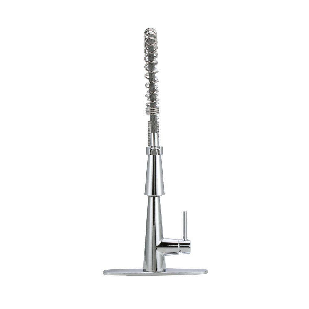 Moen® Sleek Single Handle High Arc Pre-Rinse Spring Pull Down Sprayer Kitchen Faucet  with Power Boost, Chrome