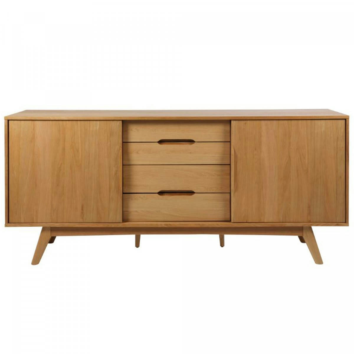 MARTI - Buffet en bois 180cm 2 portes 4 tiroirs marron