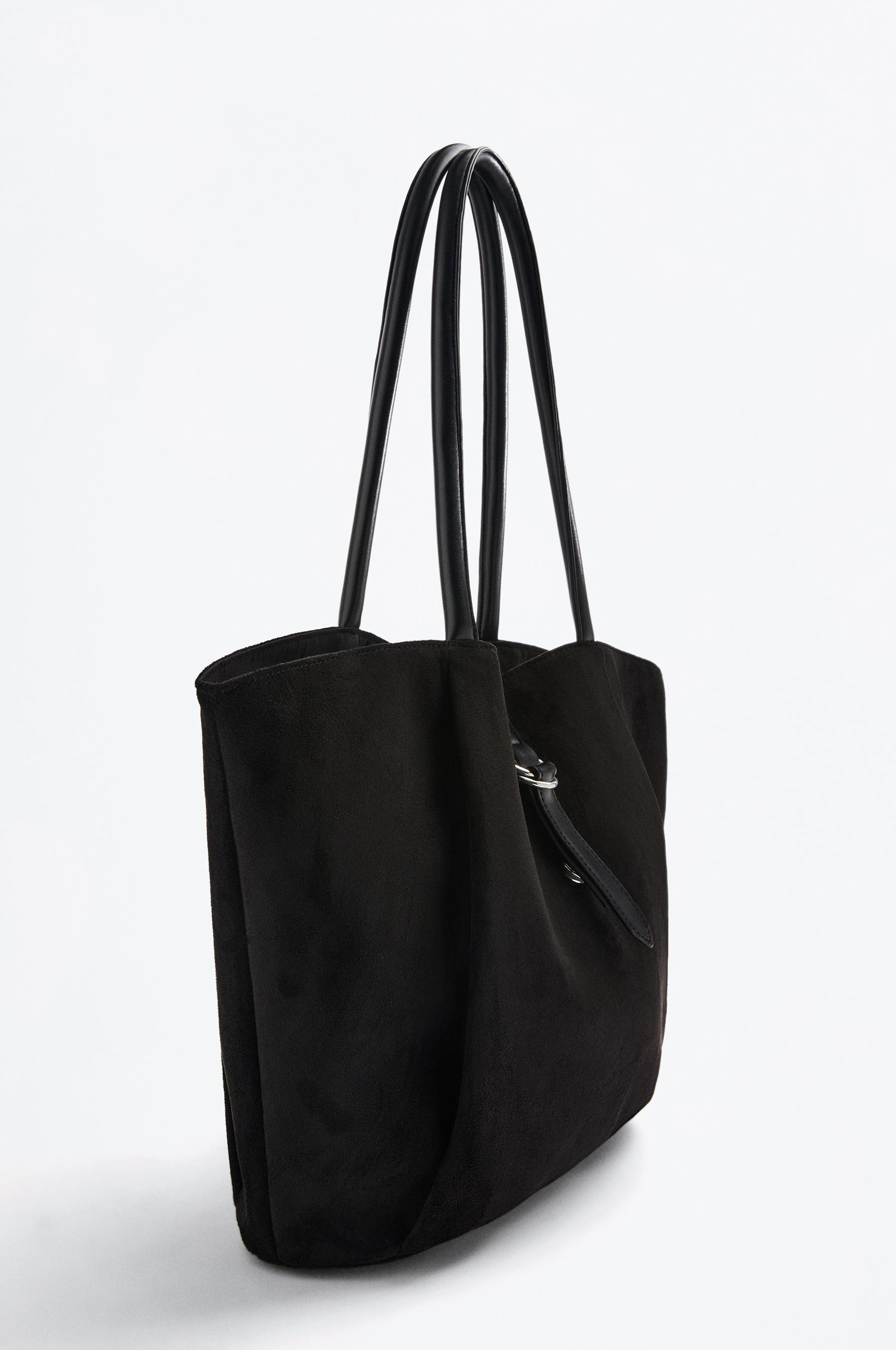 Bolso shopper efecto suede detalle cinturón