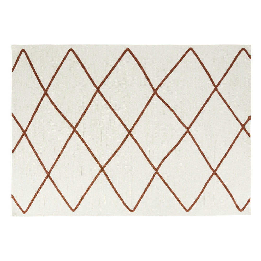 JACALANA - Tapis en polypropylène motifs géométriques écrus et terracotta 140x200