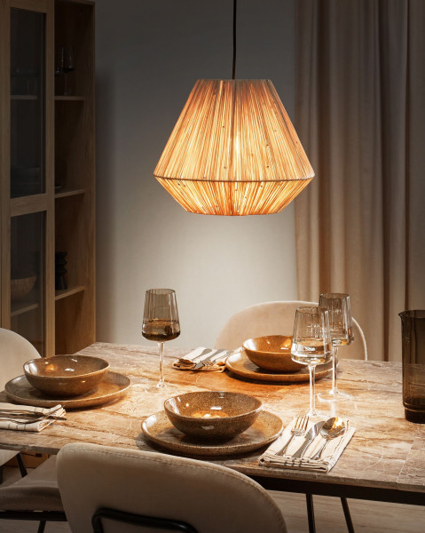 Lampa wisząca sufitowa słomiany klosz naturalna