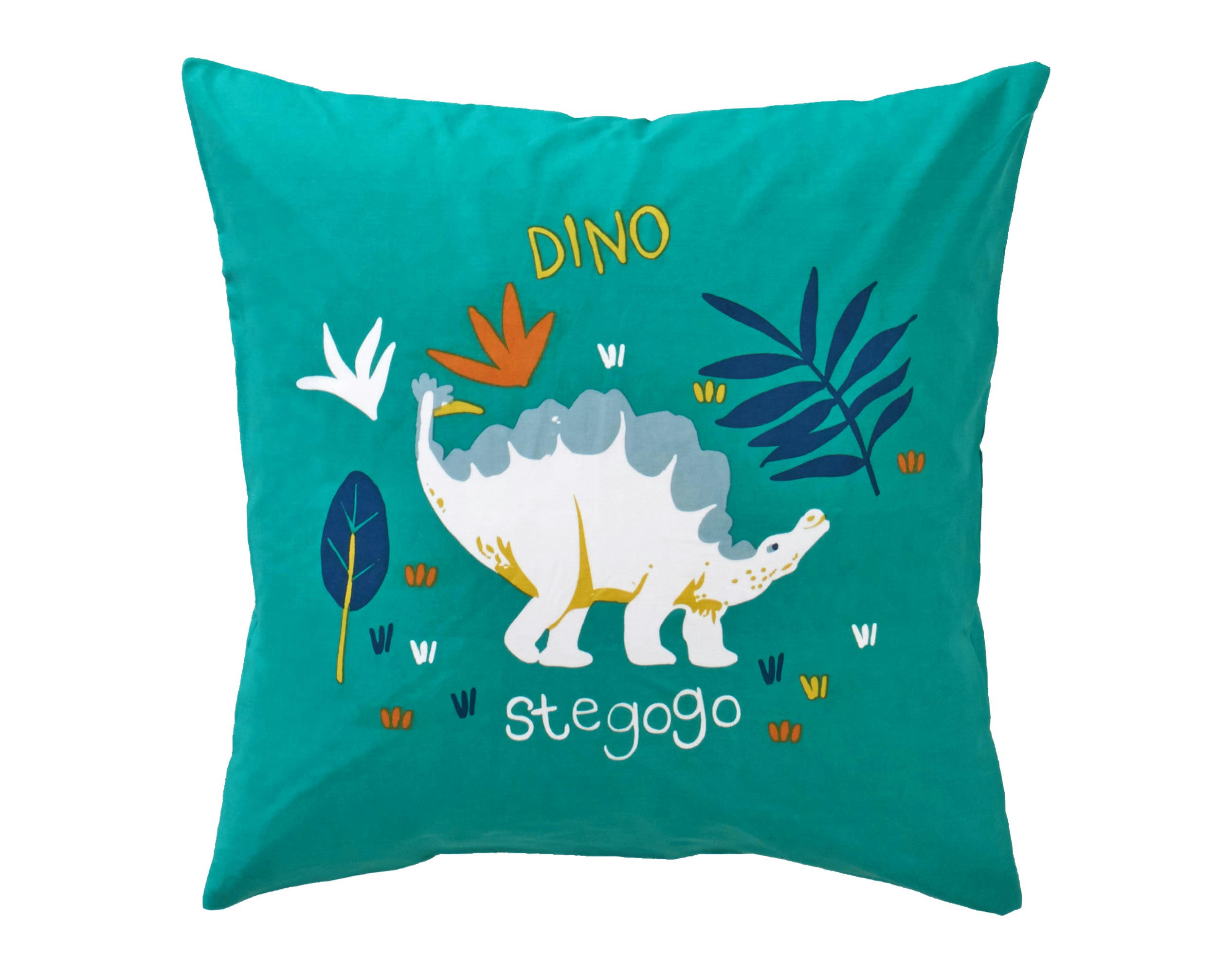 T REX - Taie d'oreiller enfant 65x65 vert en coton