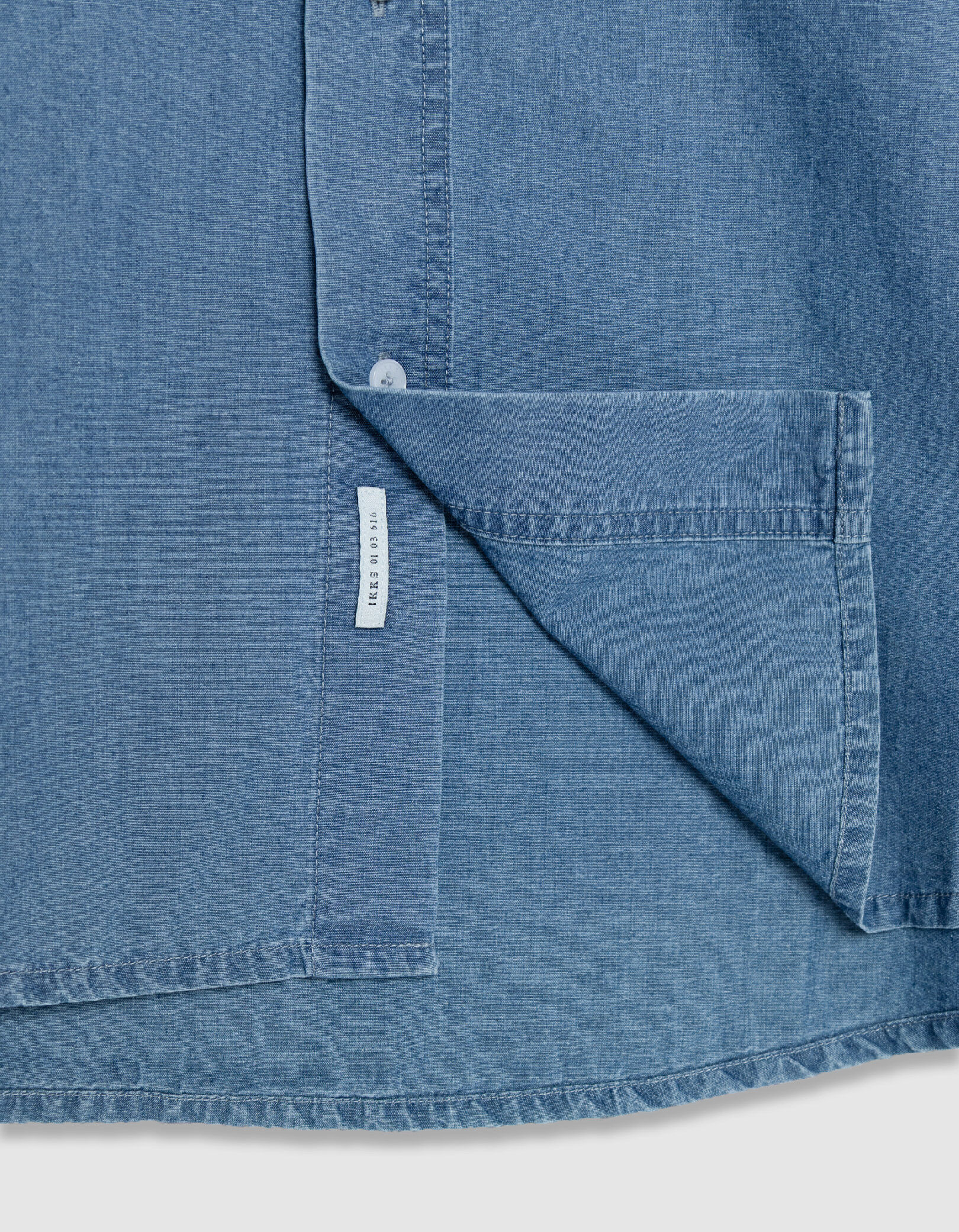 Chemise regular bleu chambray poche asymétrique Homme