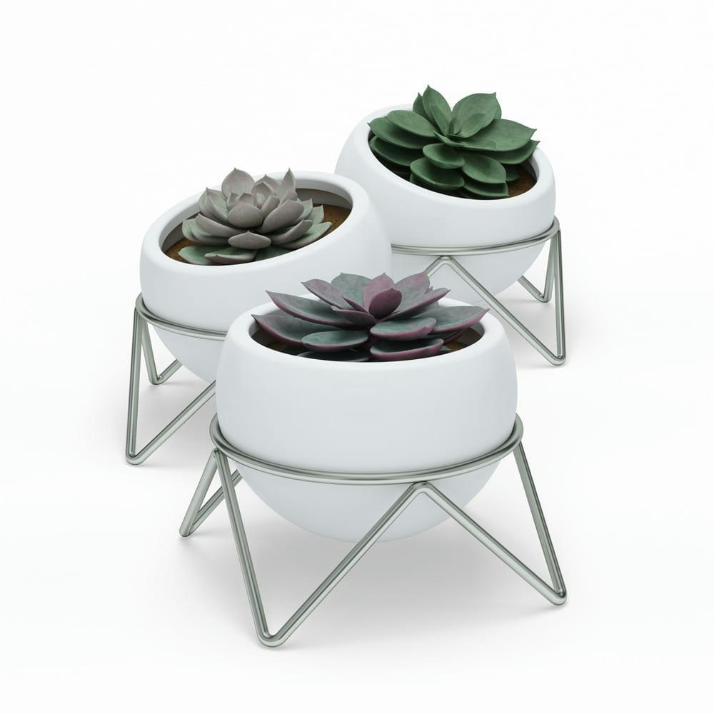 POTSY - Lot de 3 pots potsy céramique blanc