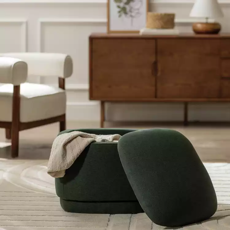 Habitat Polly Fabric Storage Footstool - Green