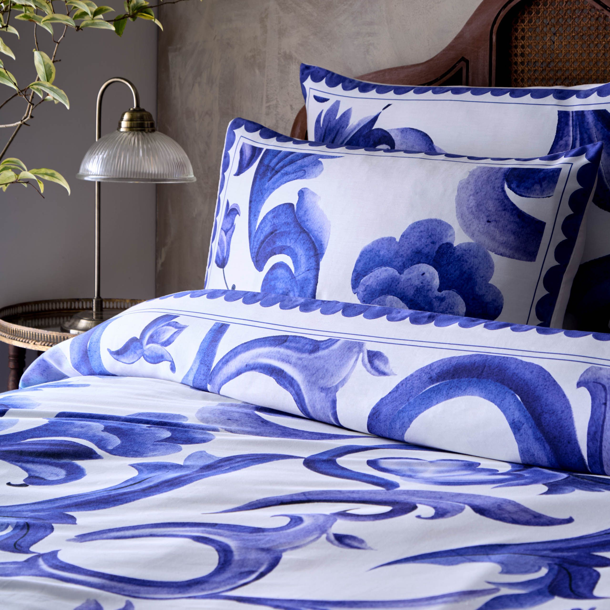 Paoletti Azzurro Printed 100% Cotton Duvet Cover Set