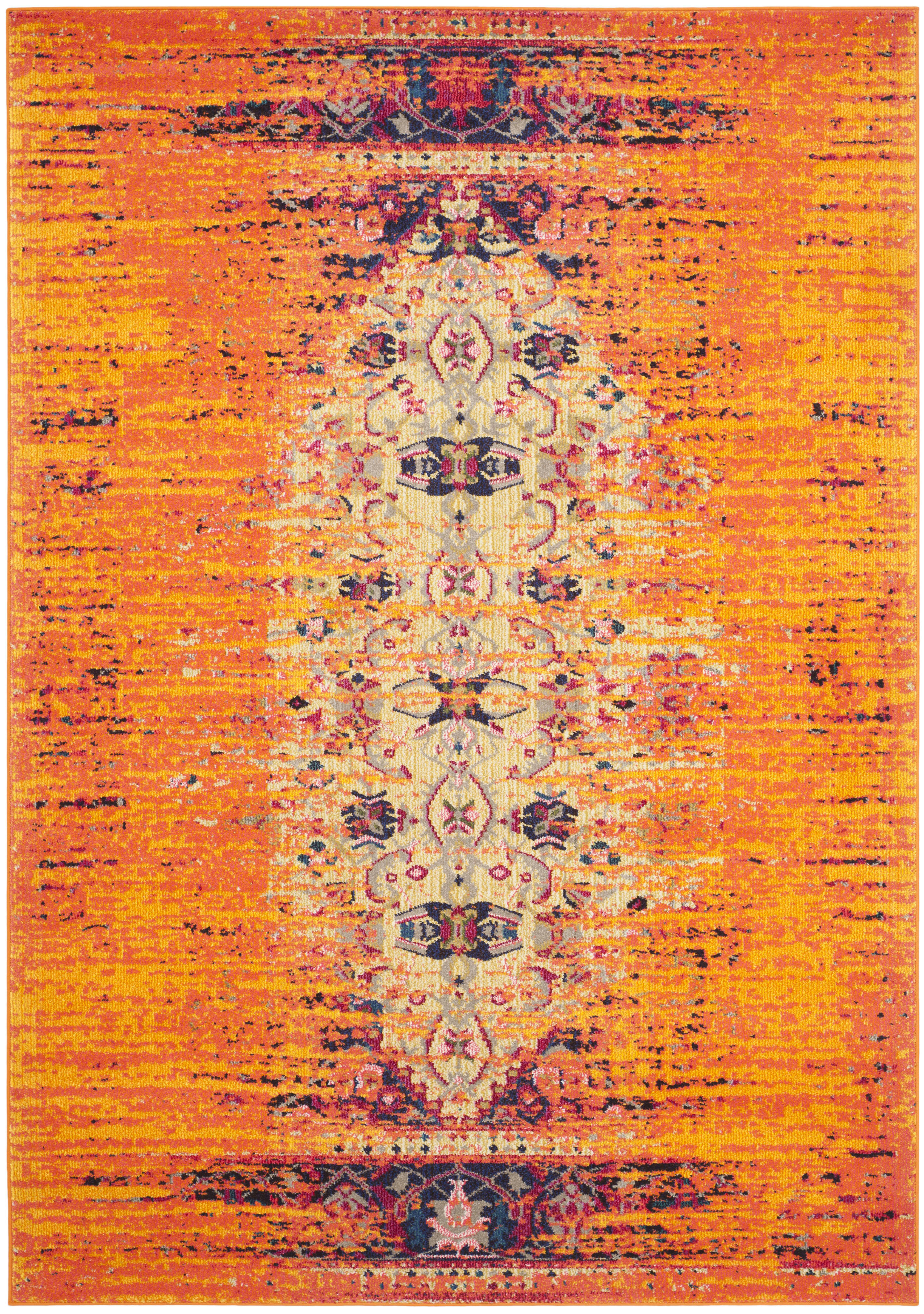 MONACO - Tapis de salon interieur en orange & multi, 201 x 279 cm
