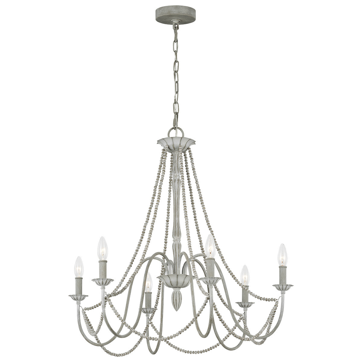 Żyrandol sprany szary Maryville 6xE14x60W wym:240,6x71,1x71,1 Feiss