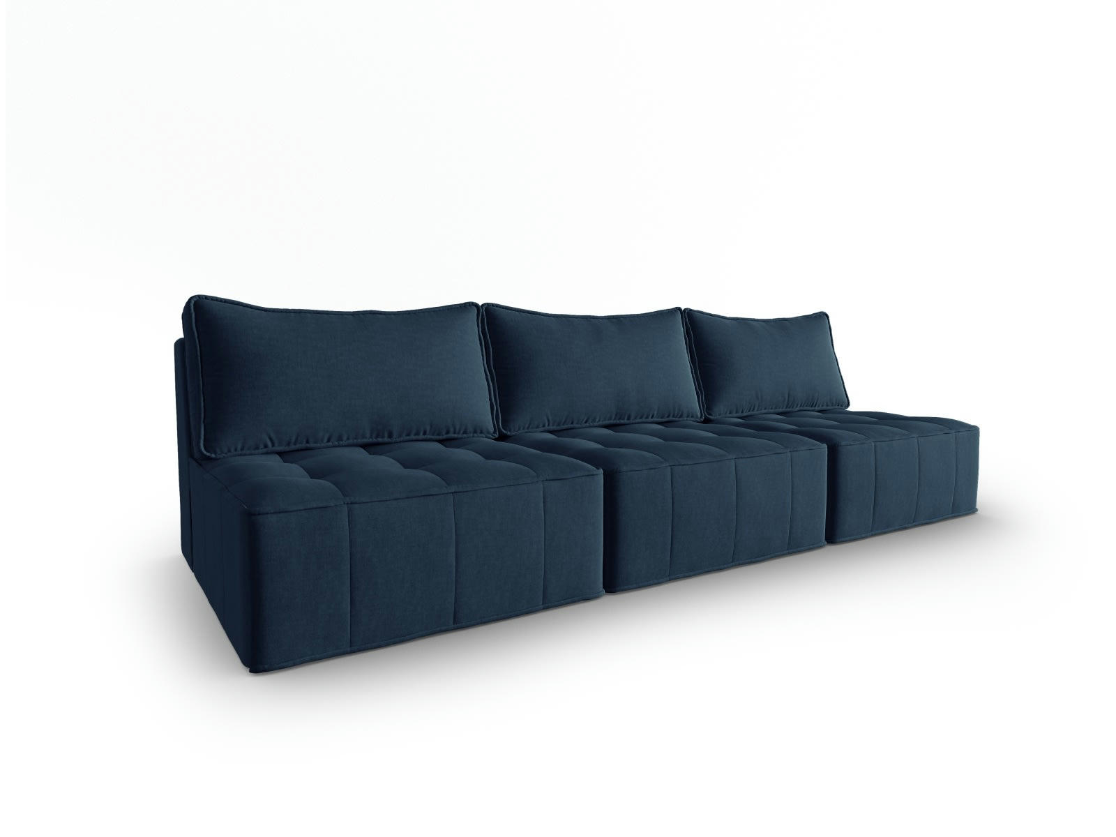 MIKE - Canapé modulable 5 places en tissu structurel blue jeans