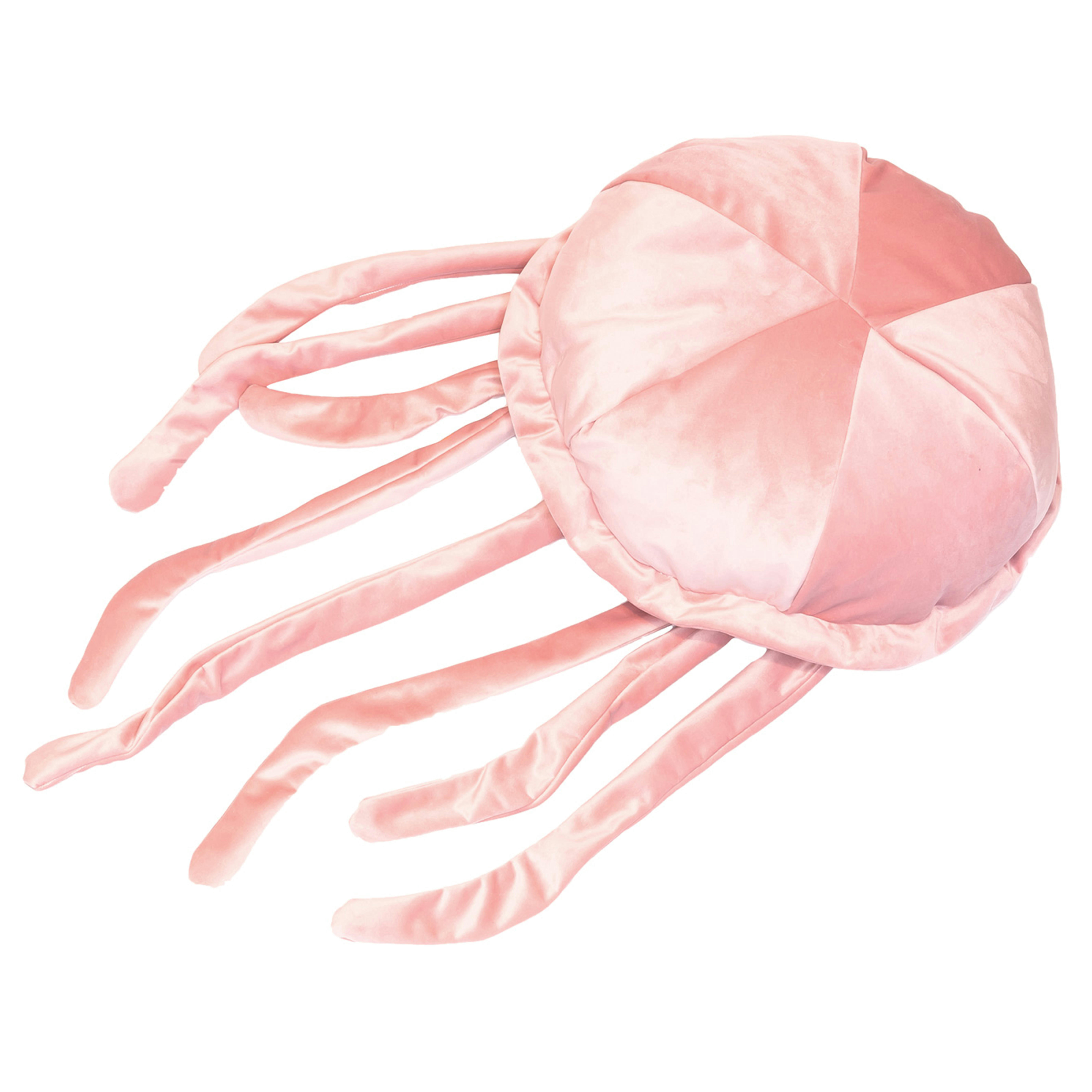 - Coussin méduse en velours rose poudré