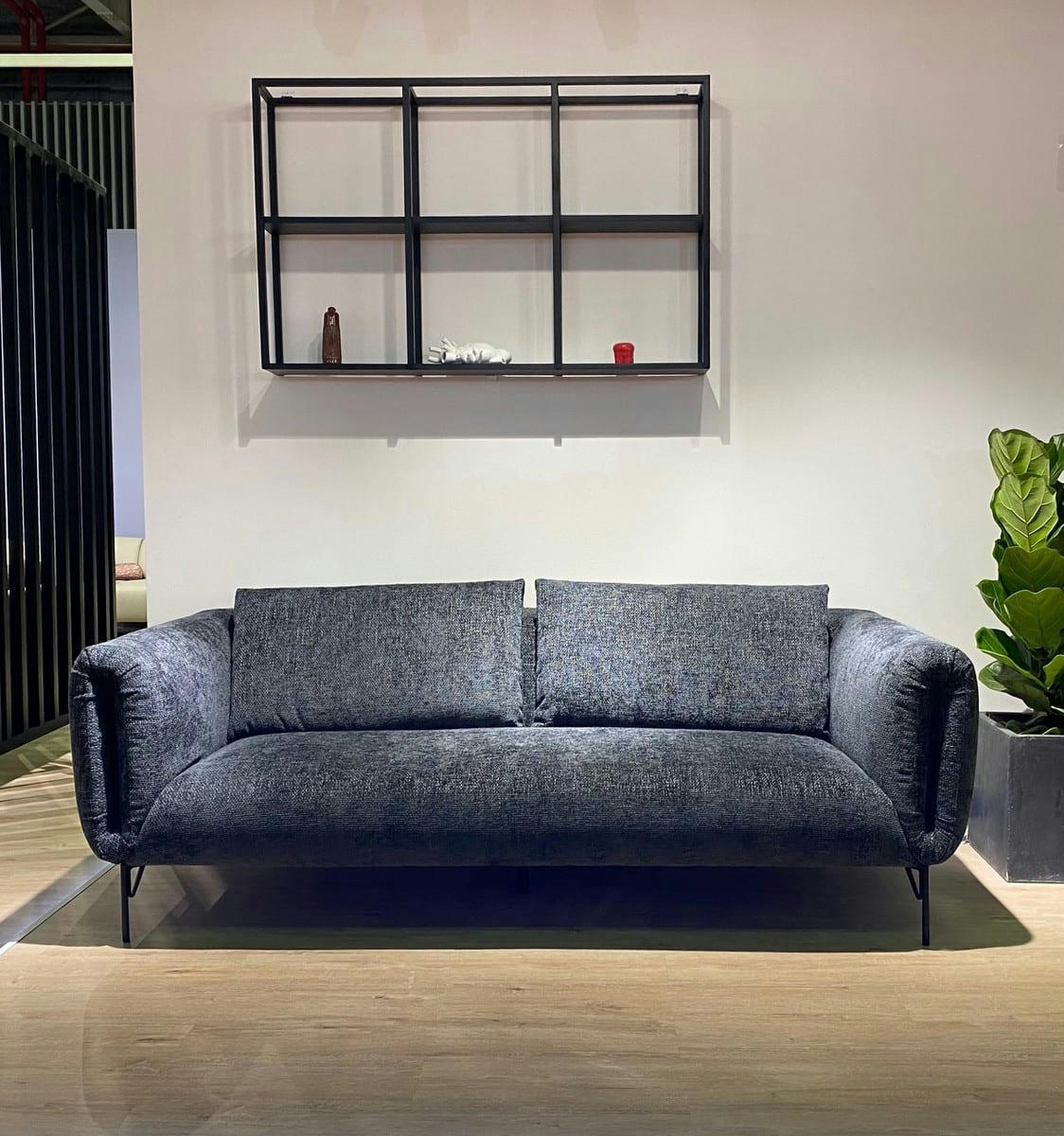 ABYSSE - Canapé 3 places en tissu anthracite