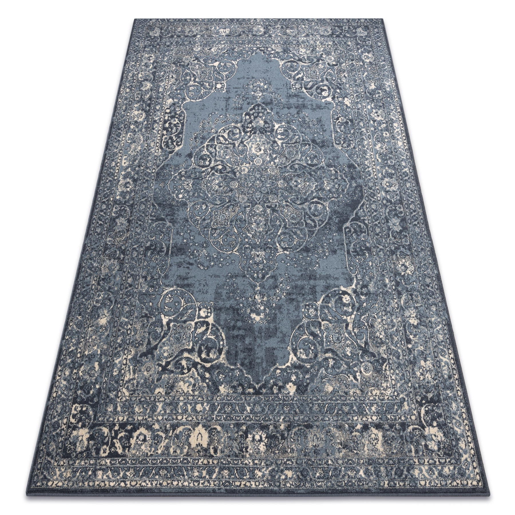 Dywan wełniany NAIN Rozeta vintage 7599/50911 granat / beż80x150 cm