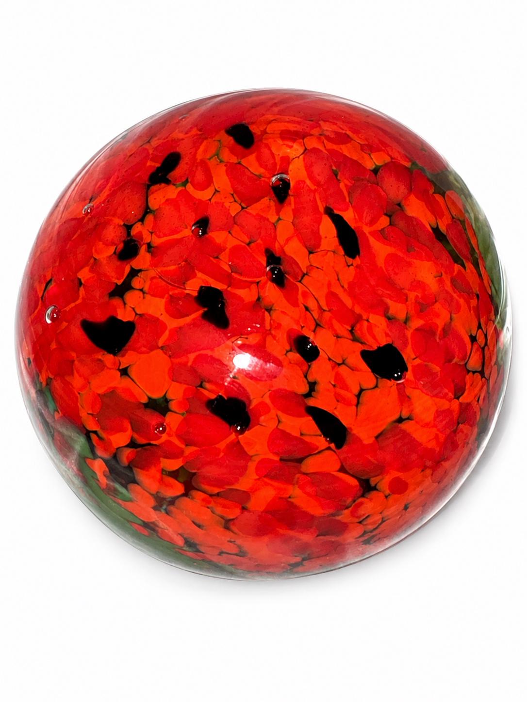 Clyde Dullabaun Signed Vintage Art Glass Paperweight - Mid-Century Watermelon Design