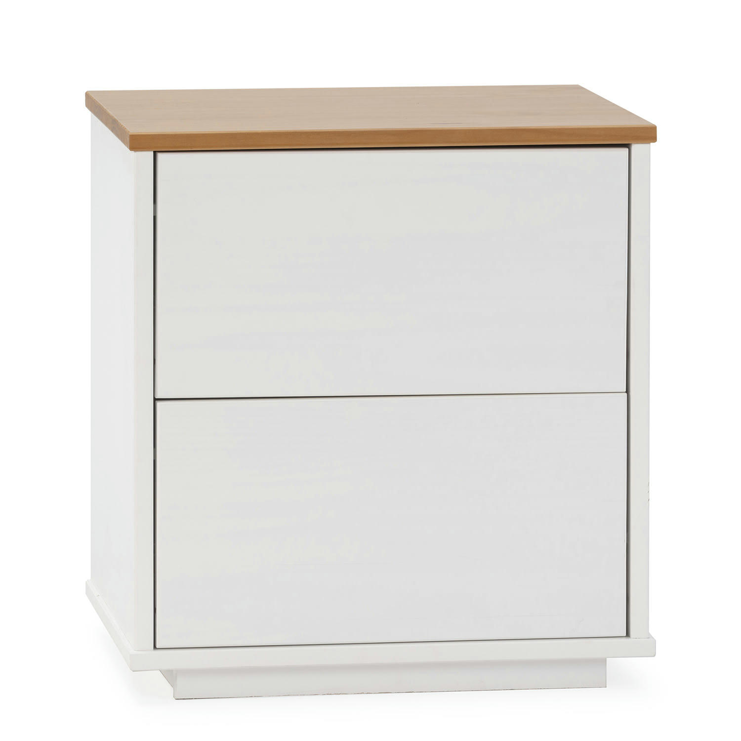 BOB - Table de chevet 2 tiroirs blanc/chêne, bois massif