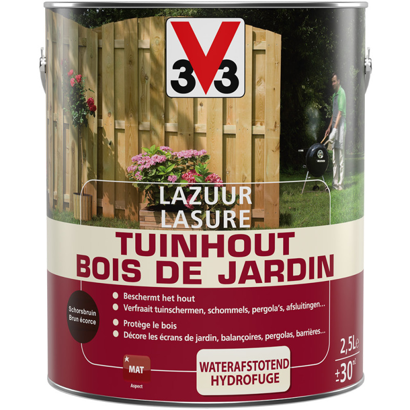 Lasure Bois de jardin brun écorce mat 2,5 L V33