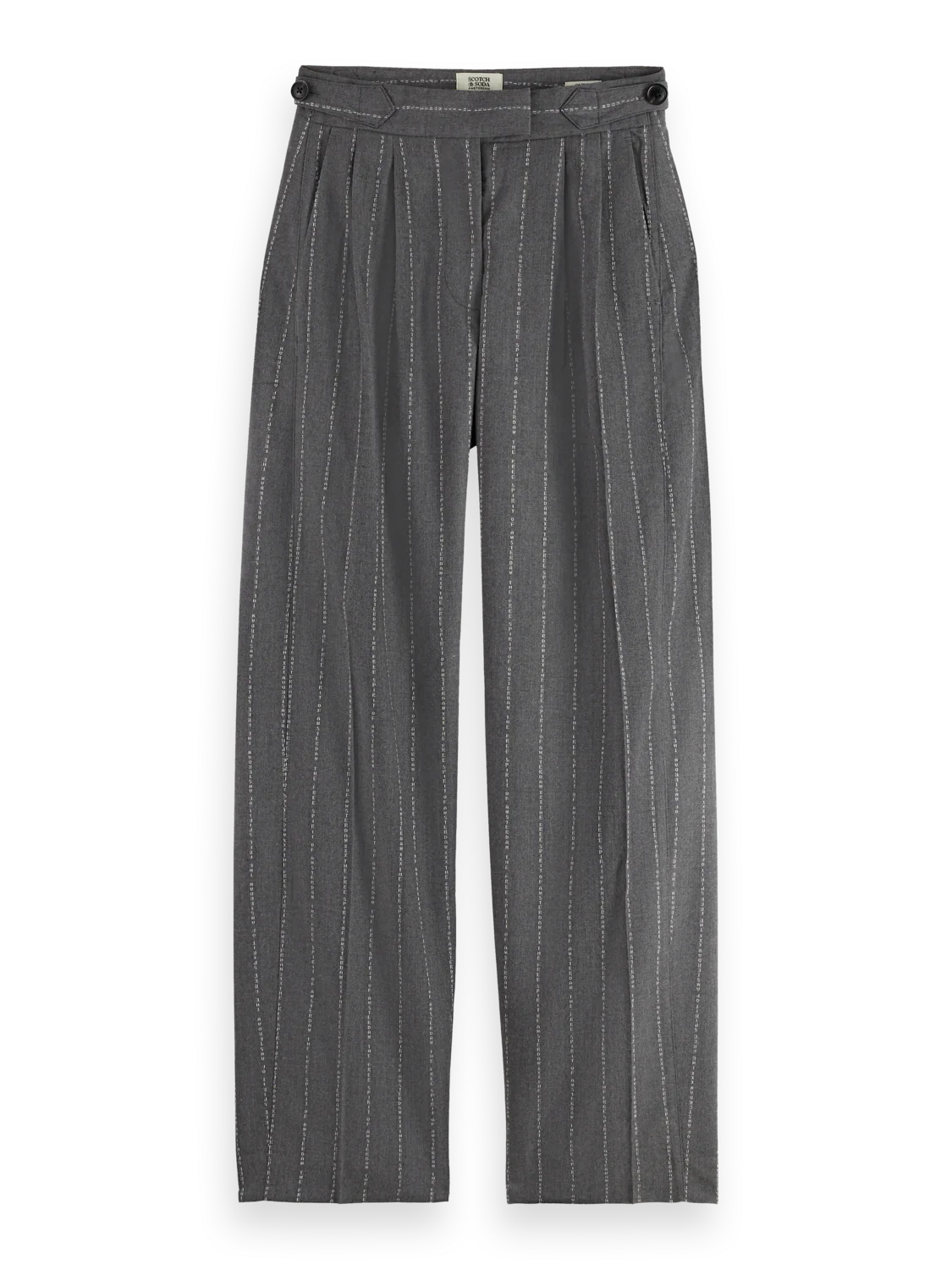 Quinn pinstripe mid-rise pleat front wide leg pant