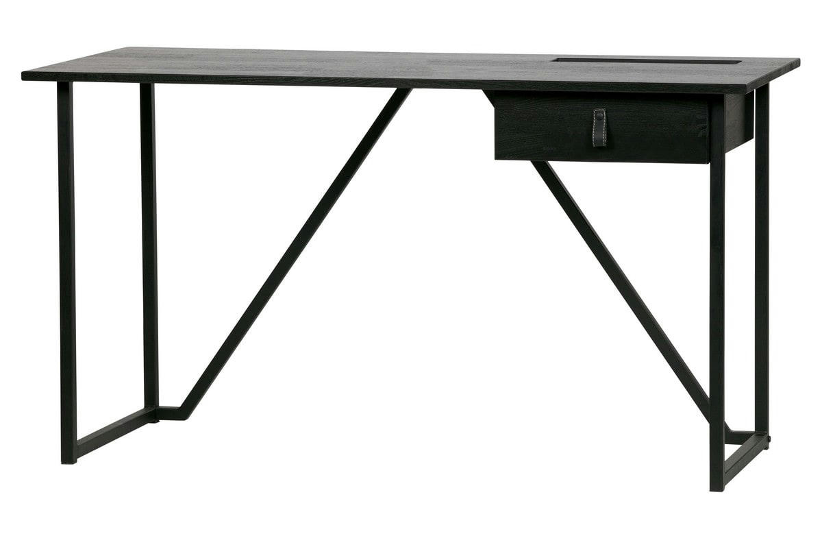 JULIUS - Bureau en bois et acier noir L126