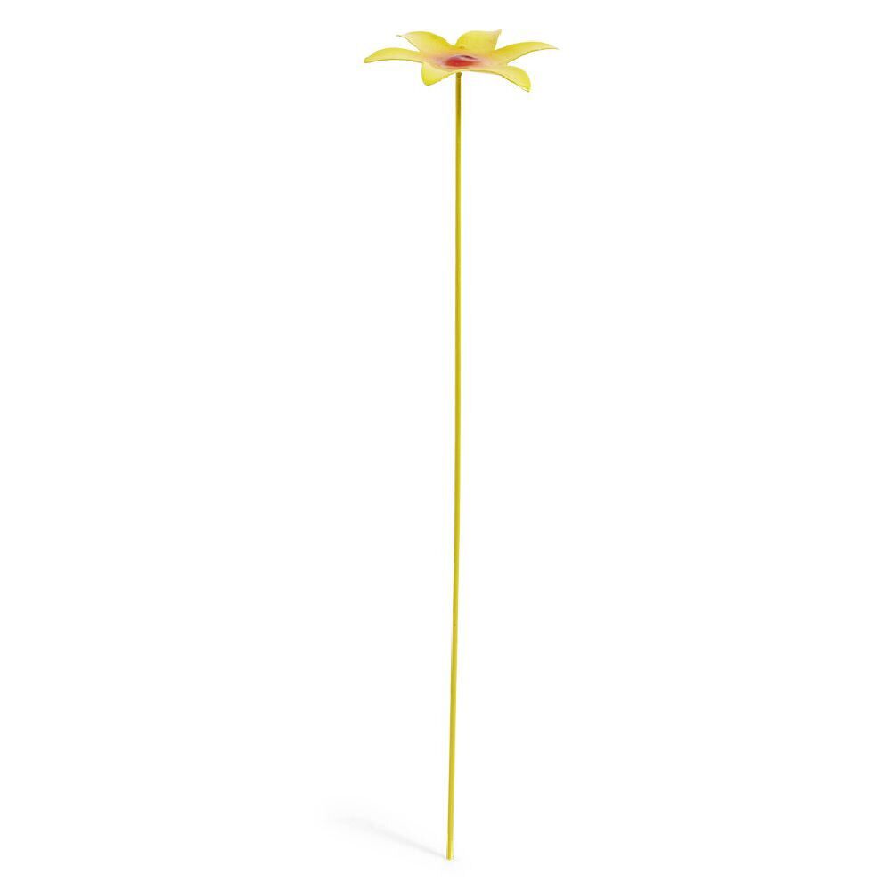 Fleur métal à planter pensée jaune H26cm