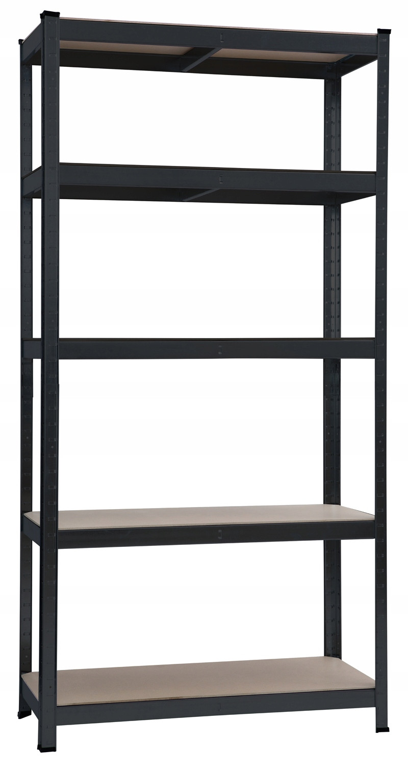 Regał magazynowy metalowy szafka półka piwnica garaż 150x75x30cm czarny