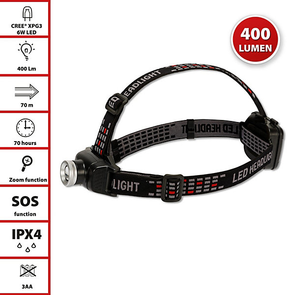 ARGO ZOOM EVO: lampe frontale LED 400lm avec zoom et feu arrière