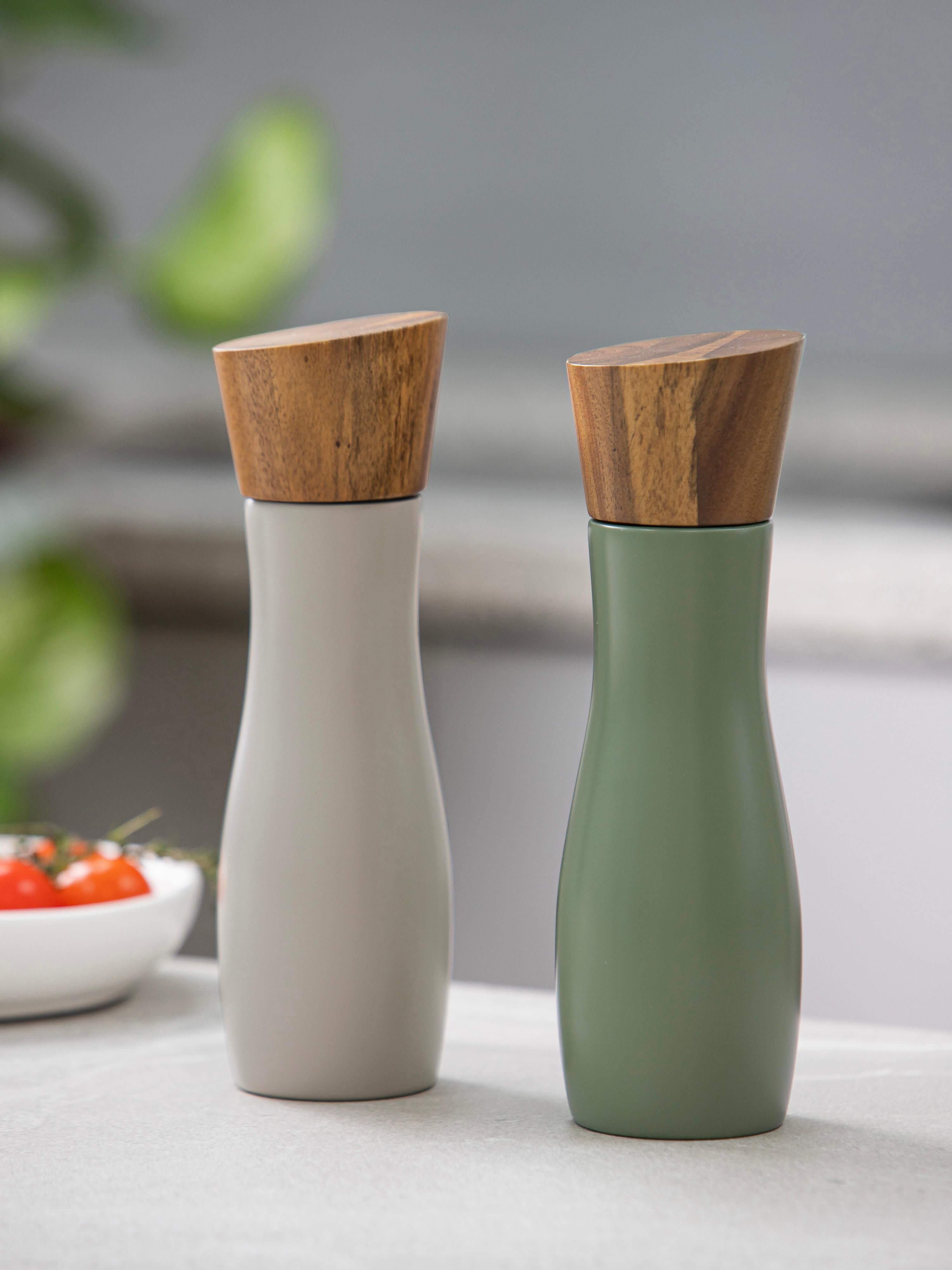 Salz- und Pfeffermühlen Essentials mit Akazienholz-Deckel, 2er-Set