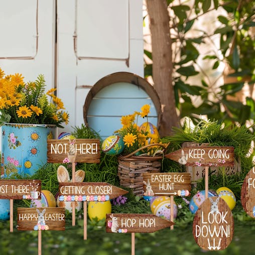 NNETM 20pcs Vintage Easter Bunny Yard Signs Decorations