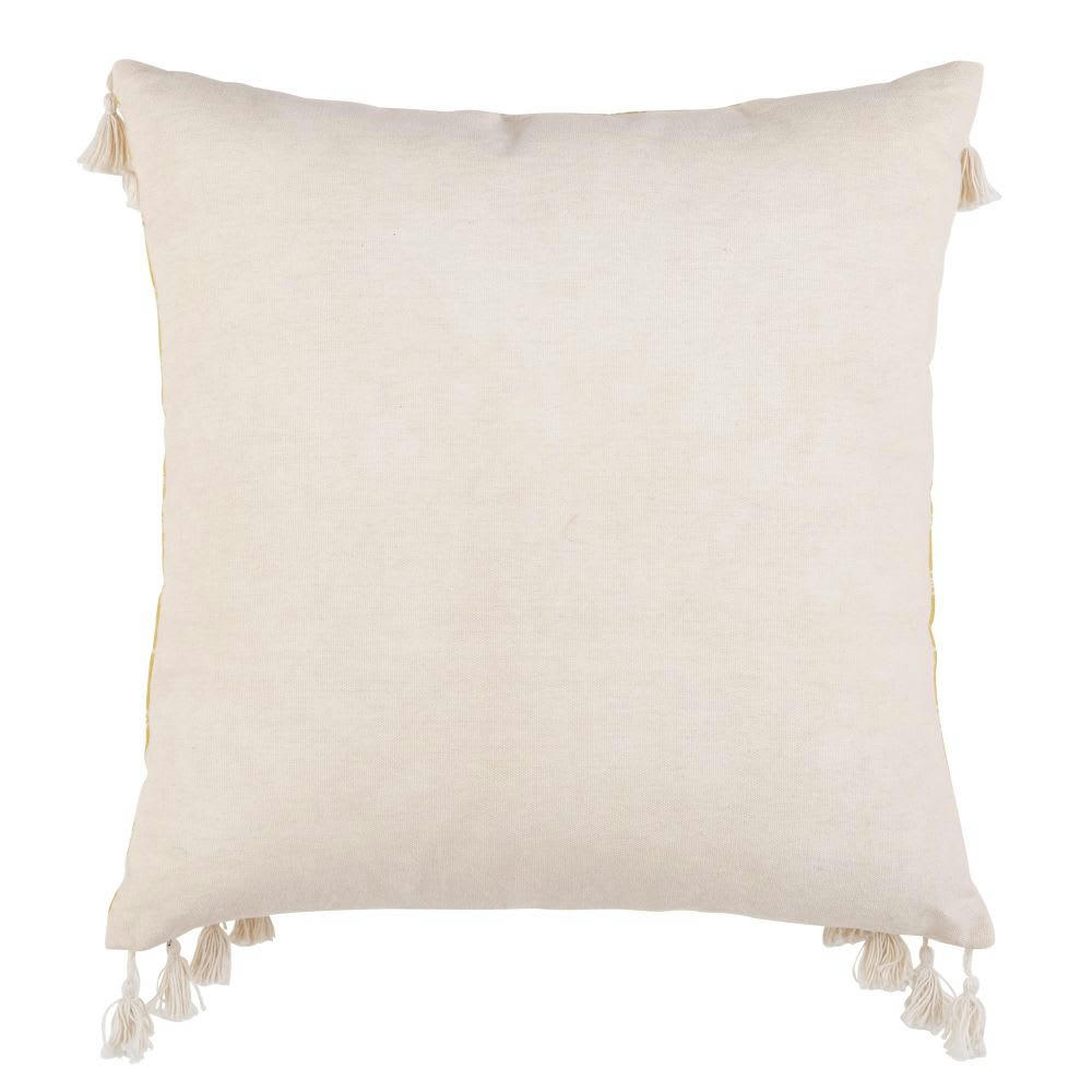 MARTIL - Coussin en coton jaune et écru motifs graphiques imprimé 45x45