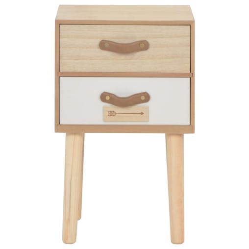 NNEVL Bedside Cabinet with 2 Drawers 30x25x49.5 cm Solid Pinewood