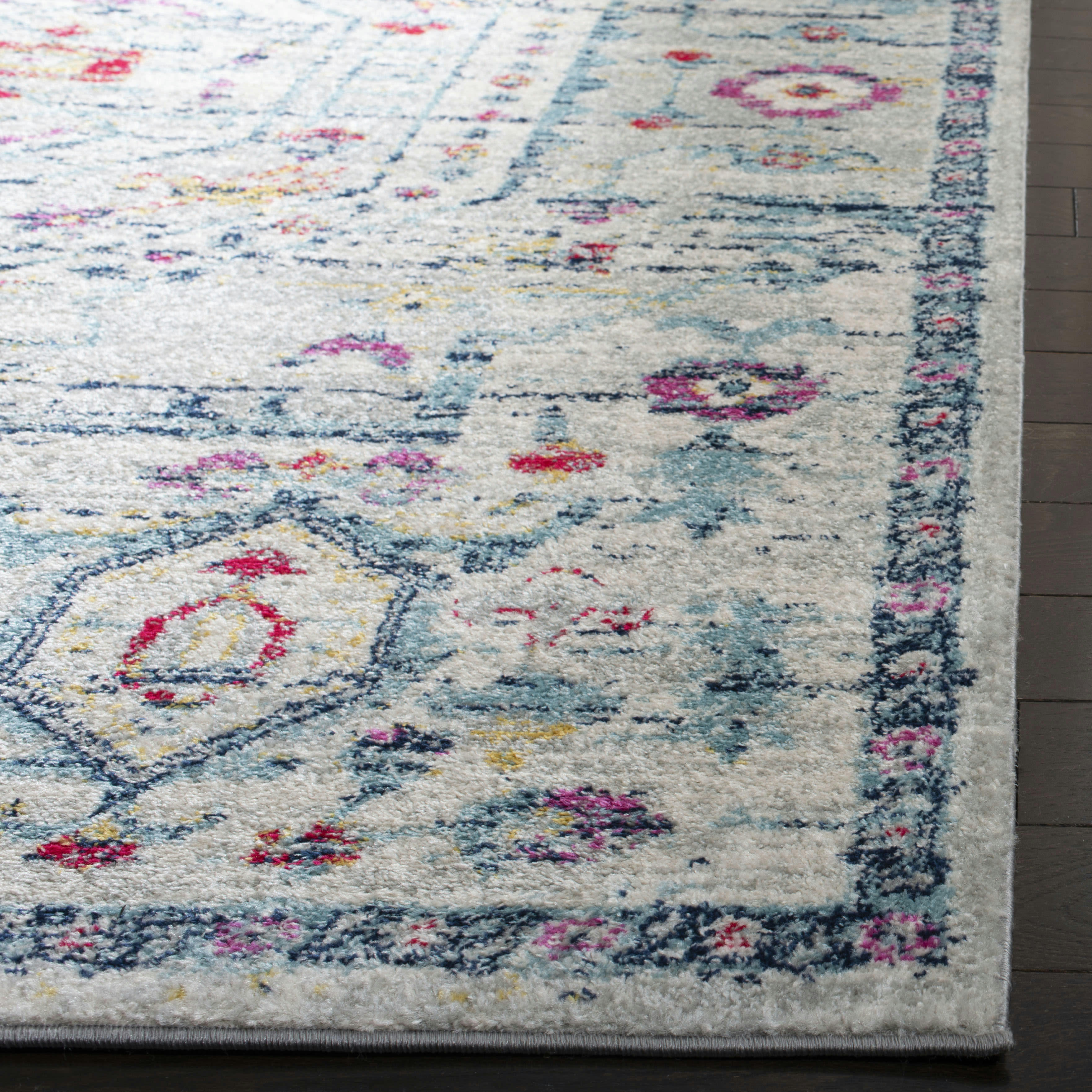 MADISON - Tapis de salon interieur en gris clair & fuchsia, 122 x 183 cm